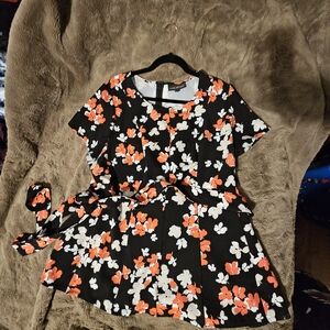 Lane Bryant Black and Red Floral Blouse